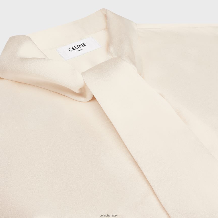 ruházat CELINE romy ing szatén selyemből törtfehér nők J6P488829