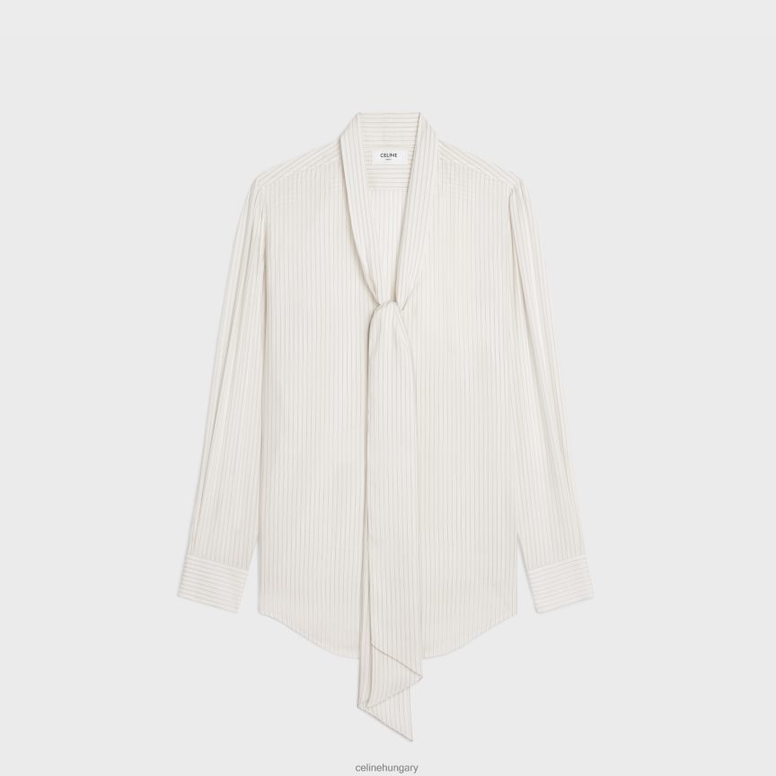 ruházat CELINE romy lavalliere ing csíkos selyemből craie/gris clair nők J6P488830