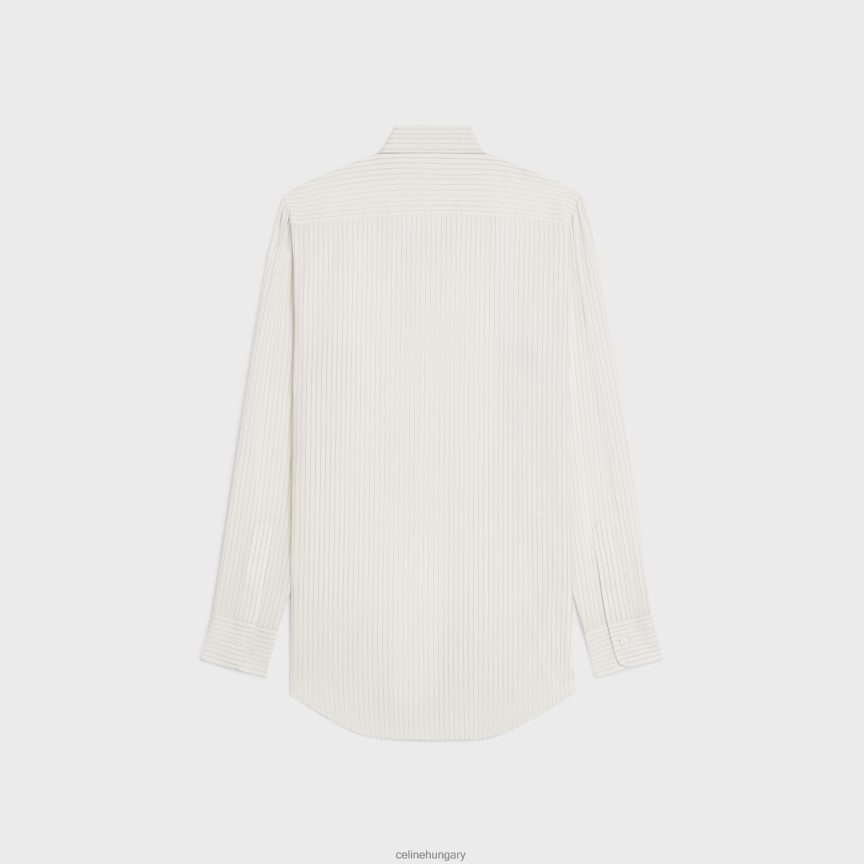 ruházat CELINE romy lavalliere ing csíkos selyemből craie/gris clair nők J6P488830