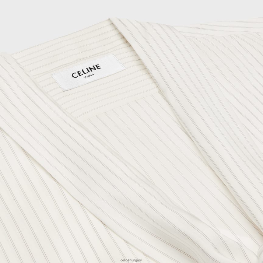 ruházat CELINE romy lavalliere ing csíkos selyemből craie/gris clair nők J6P488830