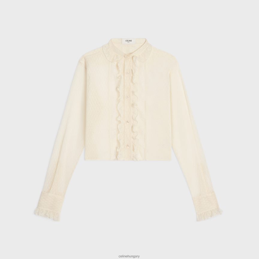 ruházat CELINE romy vágott ing csipkéből és pamutból krém nők J6P488579