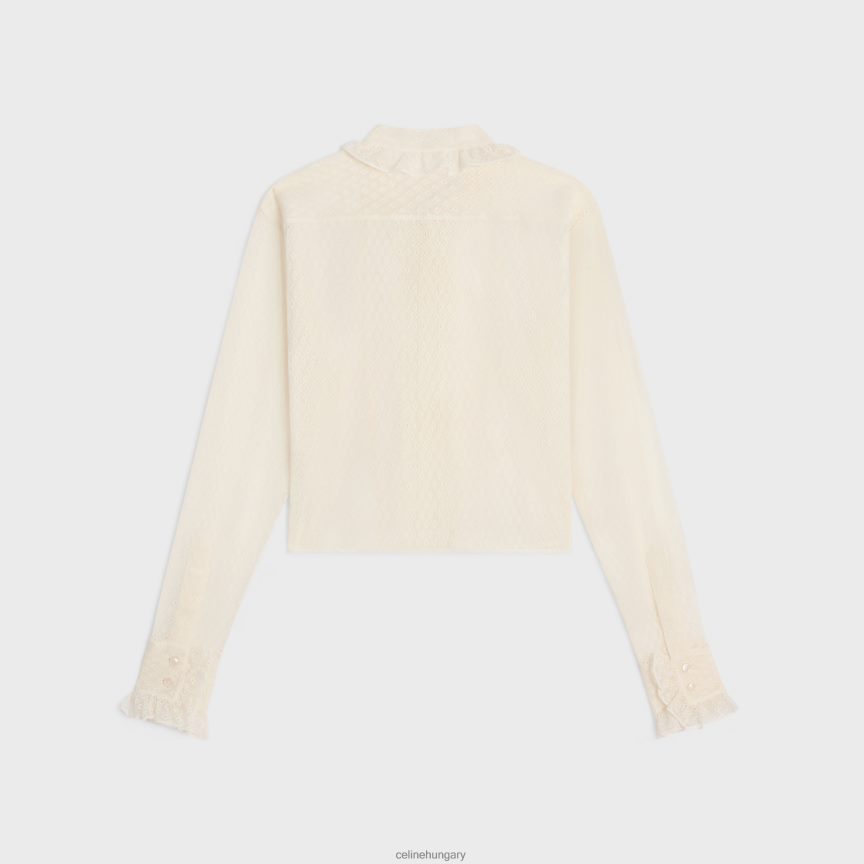 ruházat CELINE romy vágott ing csipkéből és pamutból krém nők J6P488579