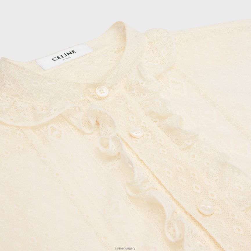 ruházat CELINE romy vágott ing csipkéből és pamutból krém nők J6P488579
