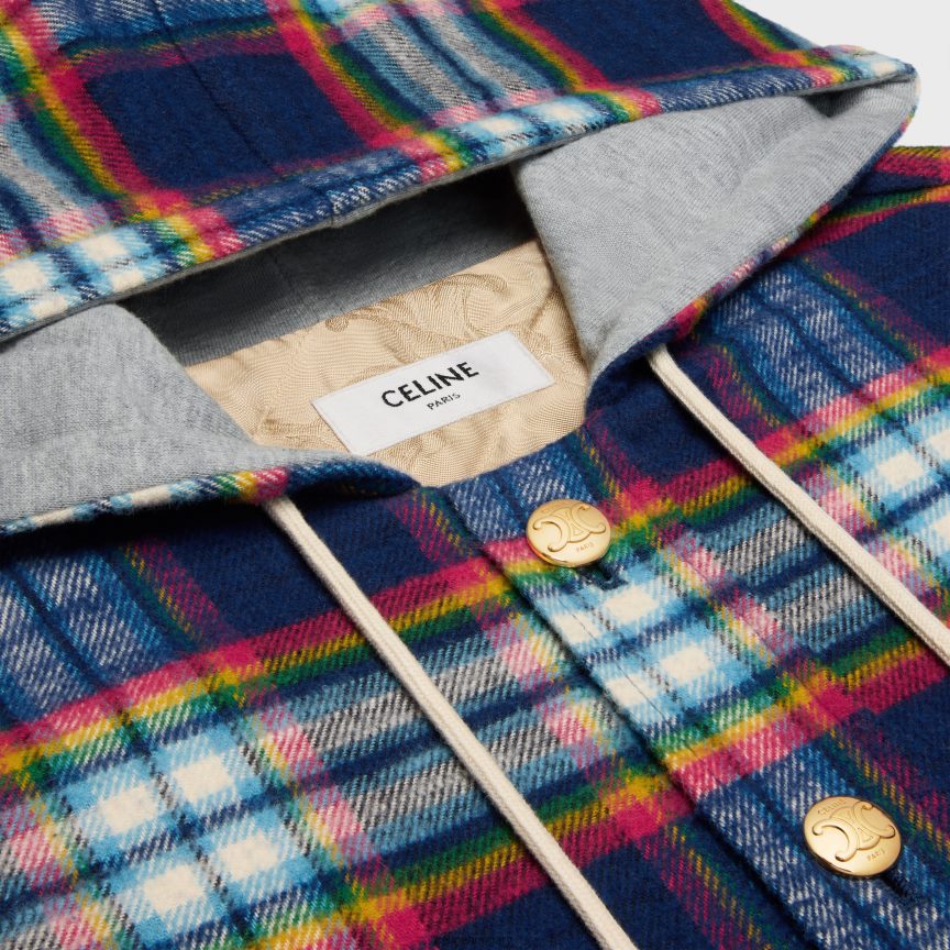 ruházat CELINE steppelt kockás pamut felsőing haditengerészet nők J6P488631