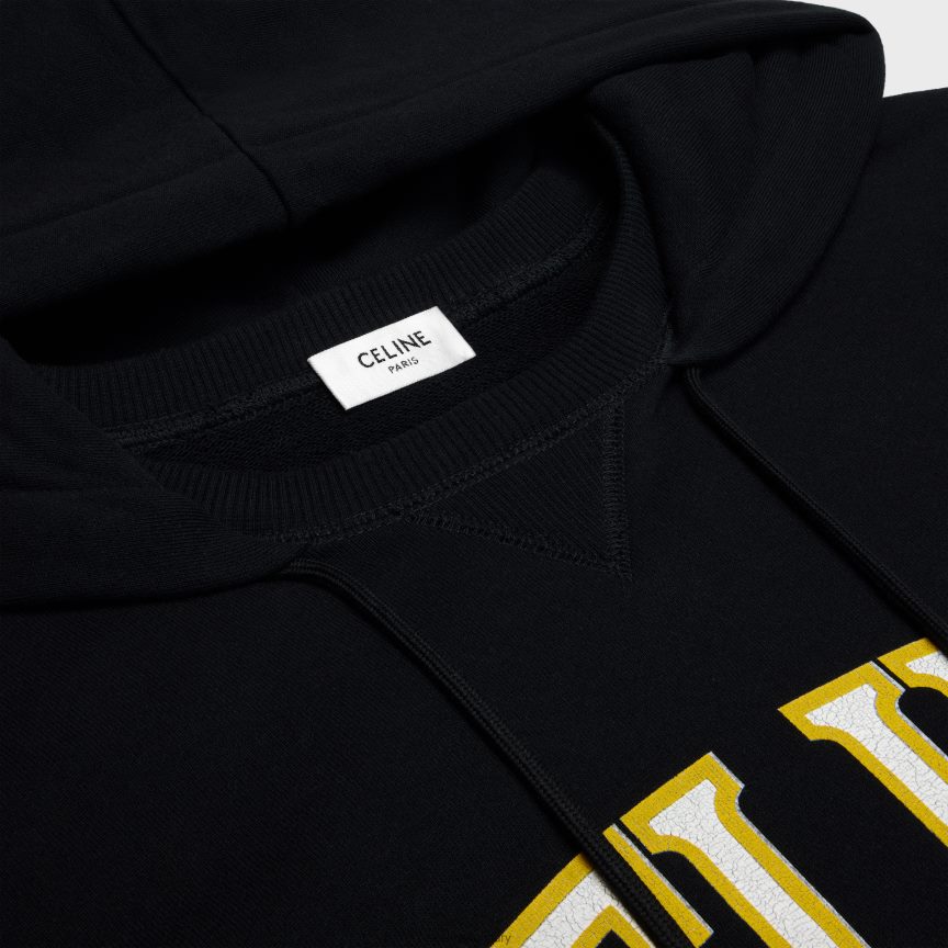 ruházat CELINE túlméretezett kapucnis pamut polár pulóver fekete/sárga/fehér nők J6P488669