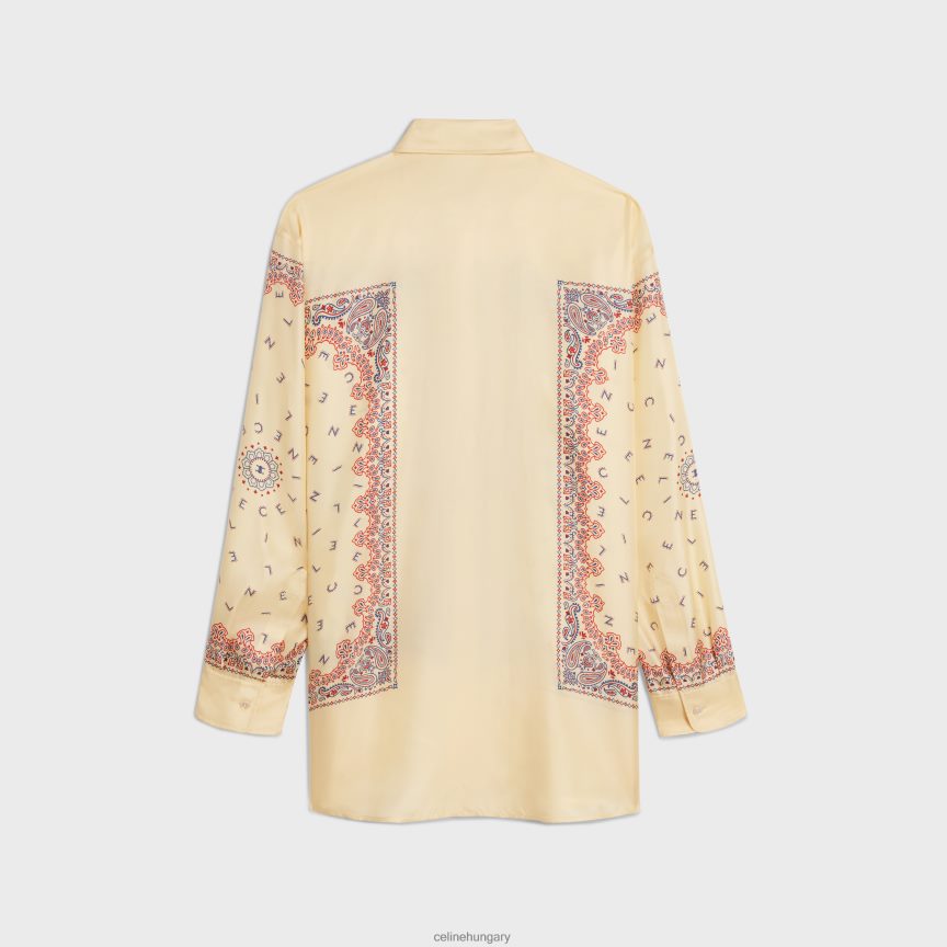 ruházat CELINE túlméretezett selyem twill ing jaune/rouge/bleu nők J6P488831