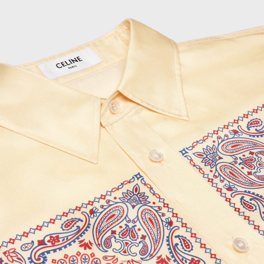 ruházat CELINE túlméretezett selyem twill ing jaune/rouge/bleu nők J6P488831