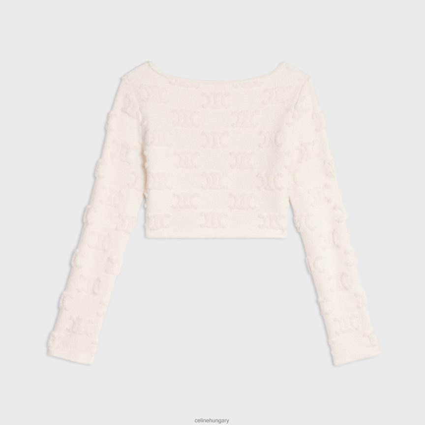 ruházat CELINE triomphe crop top pamut boucle törtfehér nők J6P488848
