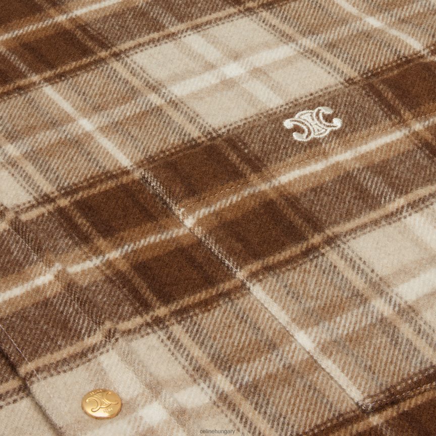 ruházat CELINE vágott ing kockás kasmírból bézs/teve/barna nők J6P488833