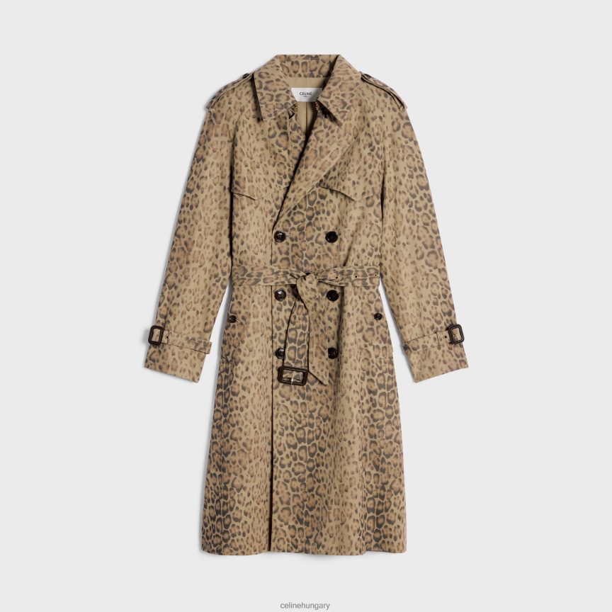 ruházat CELINE pamut gabardinból készült vivienne trench kabát leopárd nők J6P488566