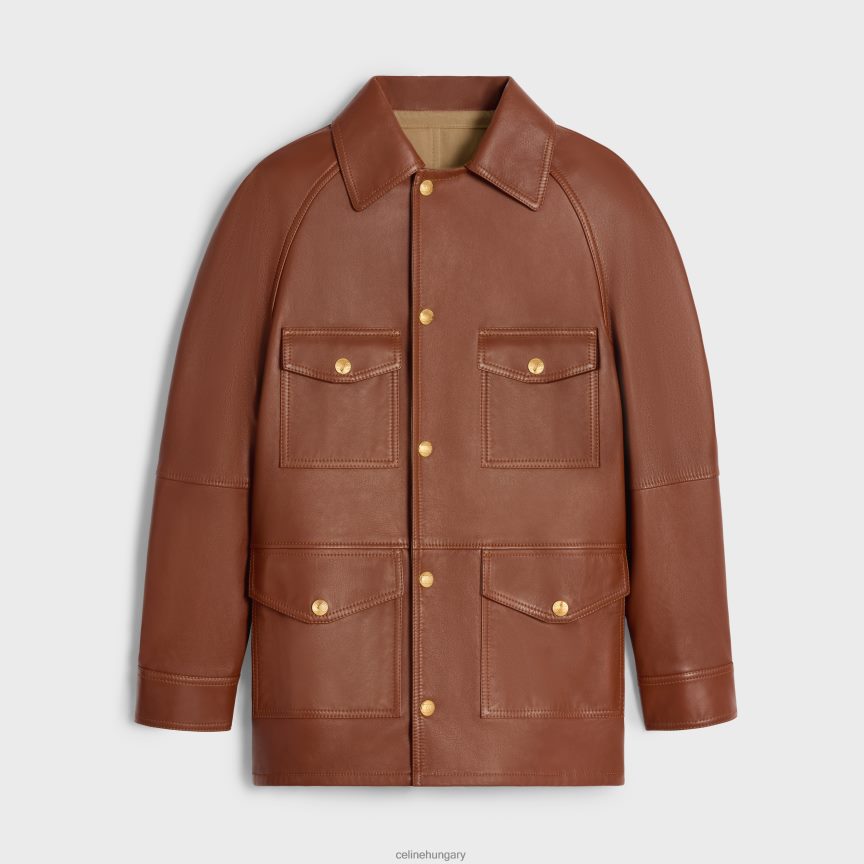 ruházat CELINE túlméretezett parka puha báránybőrből konyak nők J6P488622