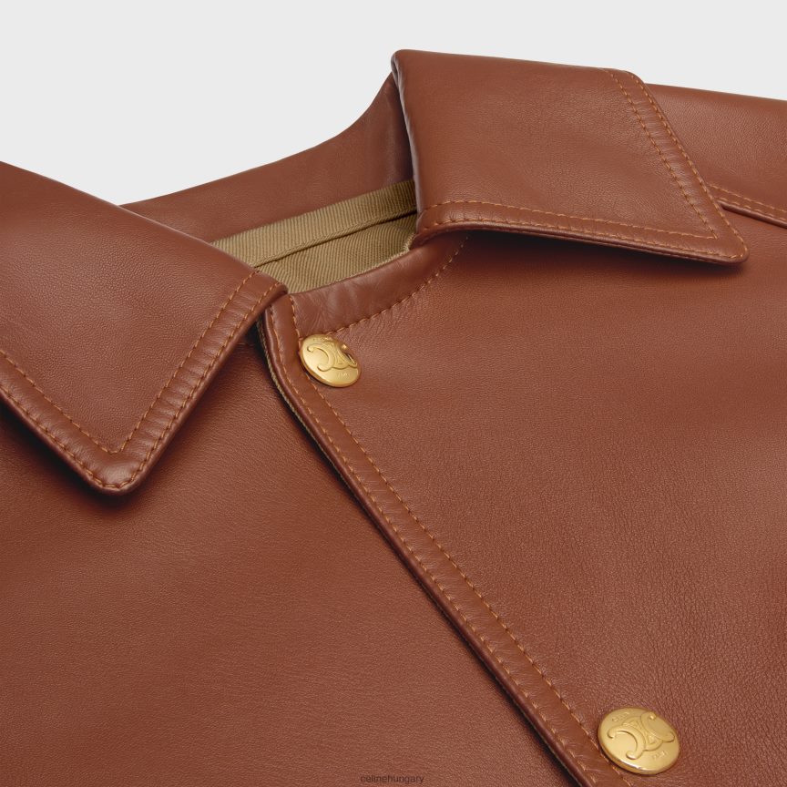 ruházat CELINE túlméretezett parka puha báránybőrből konyak nők J6P488622