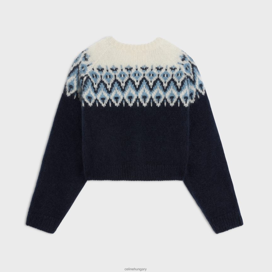 ruházat CELINE Fair Isle kardigán moherből és selyemből kék/törtfehér nők J6P488562