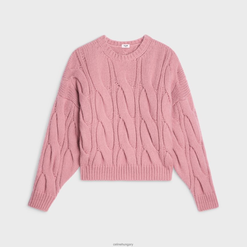 ruházat CELINE Kötött kasmírból és selyemből készült, testes nyakú pulóver rózsaszín nők J6P488759