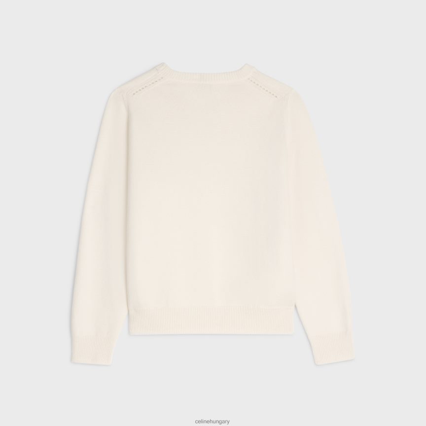 ruházat CELINE Legénységi nyakú pulóver örökségi kasmírból törtfehér nők J6P488755