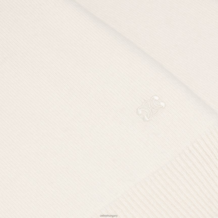 ruházat CELINE Legénységi nyakú pulóver örökségi kasmírból törtfehér nők J6P488755