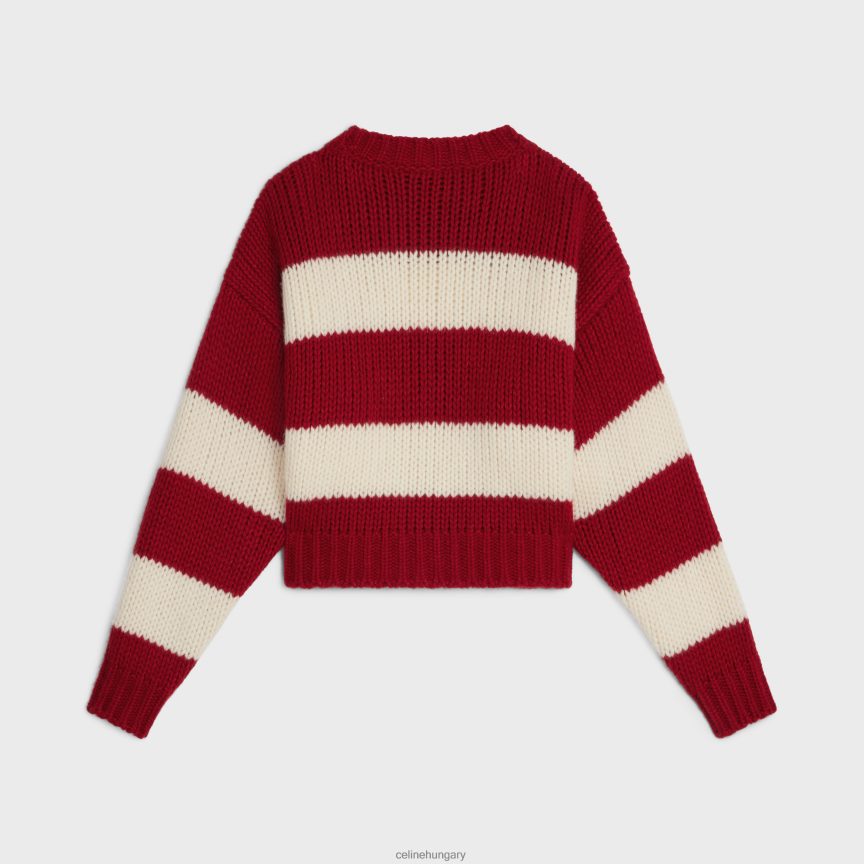 ruházat CELINE bő nyakú pulóver gyapjúból, kasmírból és selyemből ekrü/piros nők J6P488748