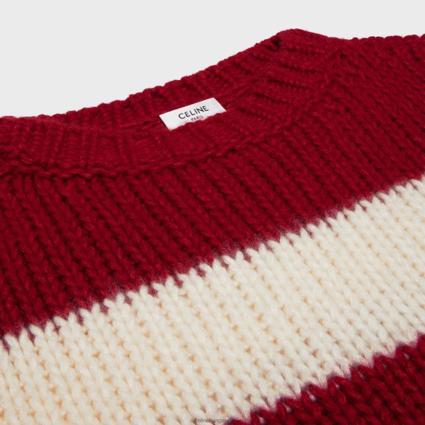 ruházat CELINE bő nyakú pulóver gyapjúból, kasmírból és selyemből ekrü/piros nők J6P488748