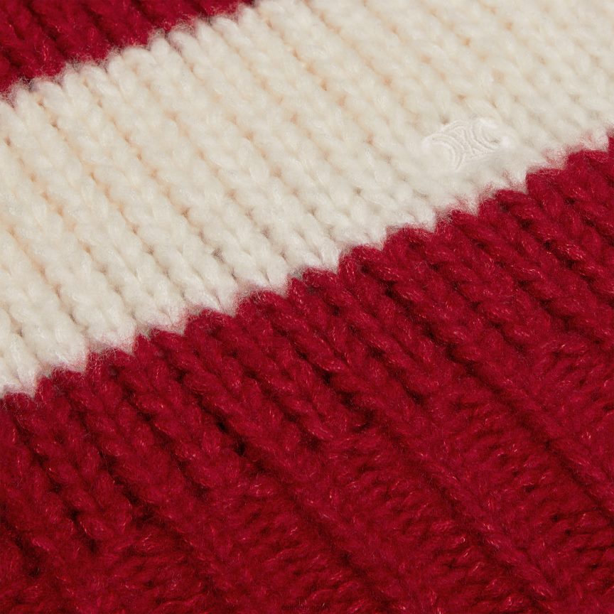 ruházat CELINE bő nyakú pulóver gyapjúból, kasmírból és selyemből ekrü/piros nők J6P488748