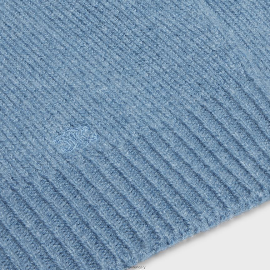 ruházat CELINE garbó nyakú, varrat nélküli kasmír pulóver kék nők J6P488752