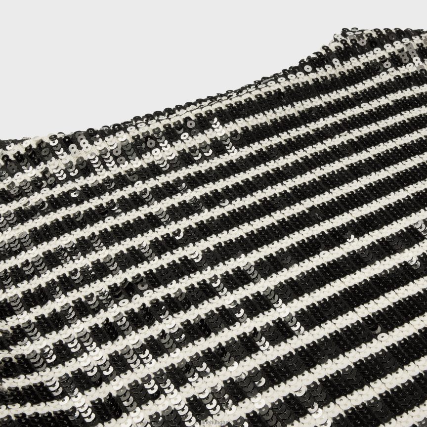 ruházat CELINE hímzett csónaknyakú mariniere gyapjú pulóver fekete/törtfehér nők J6P488613