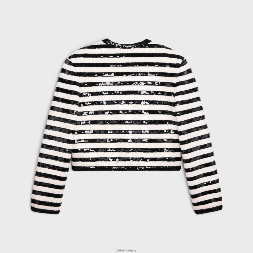 ruházat CELINE hímzett gyapjú mariniere kardigán ekrü/fekete nők J6P488569