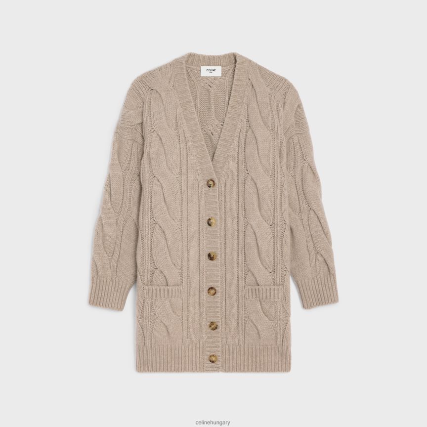 ruházat CELINE hosszú kardigán gyapjúból, kasmírból és selyemből homok nők J6P488760