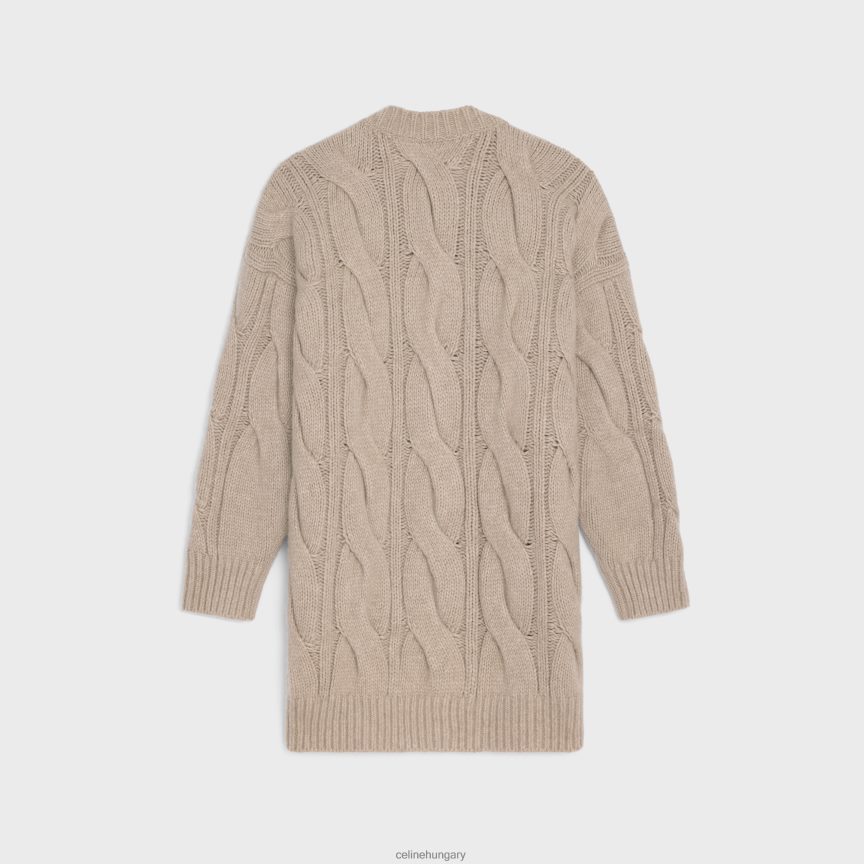 ruházat CELINE hosszú kardigán gyapjúból, kasmírból és selyemből homok nők J6P488760