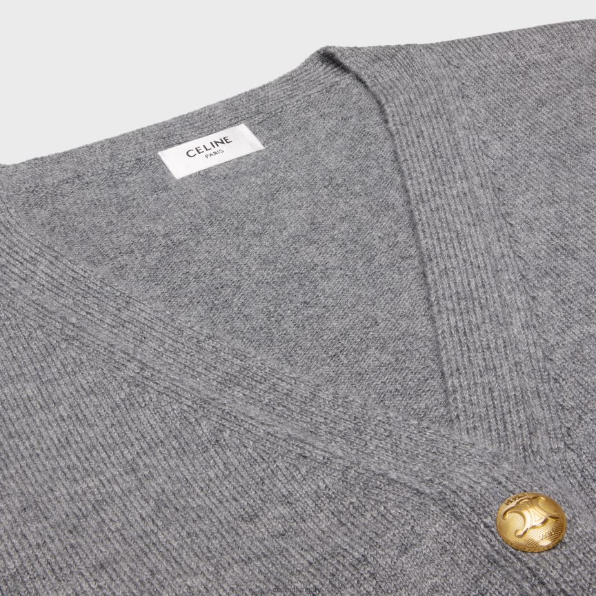 ruházat CELINE kardigán ínyencekkel az örökségi kasmírból szürke nők J6P488614