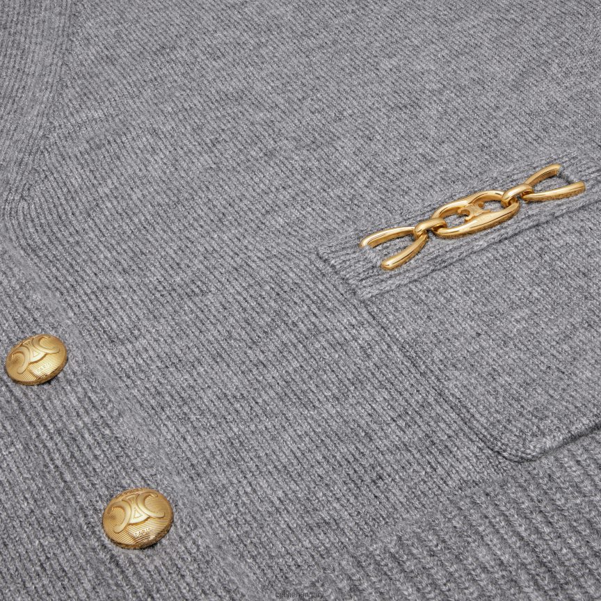 ruházat CELINE kardigán ínyencekkel az örökségi kasmírból szürke nők J6P488614