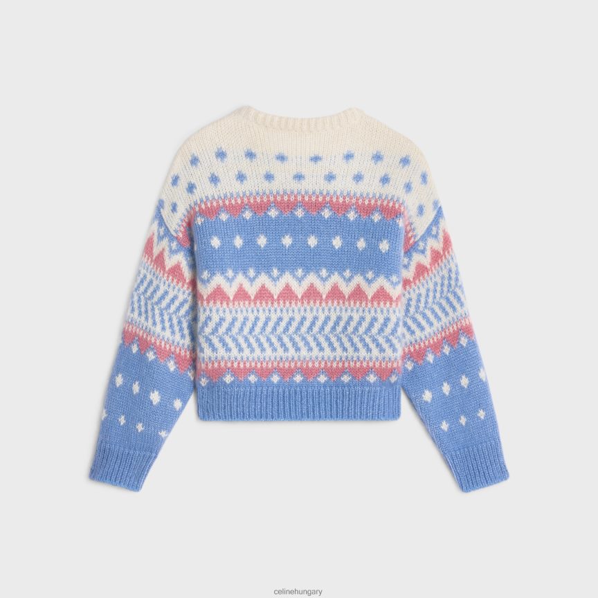 ruházat CELINE legénységi nyakú pulóver fair isle moherből és selyemből világoskék nők J6P488606