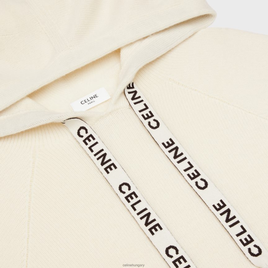 ruházat CELINE rövidített kapucnis pulóver gyapjúból és kasmírból törtfehér nők J6P488610