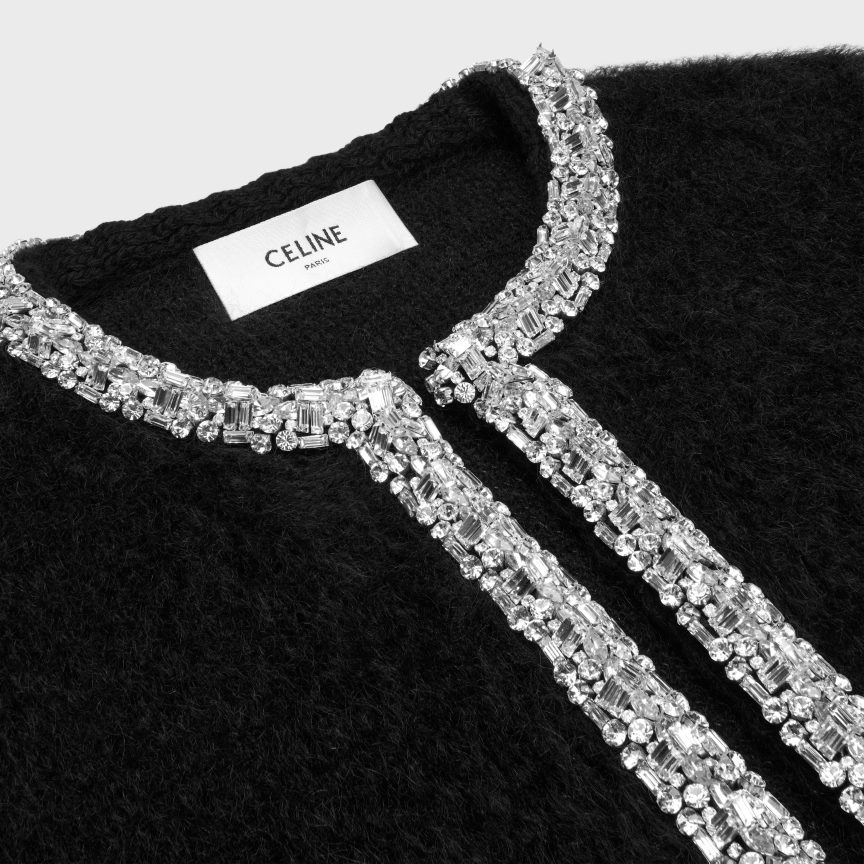 ruházat CELINE szálcsiszolt moherből hímzett kardigán fekete nők J6P488616