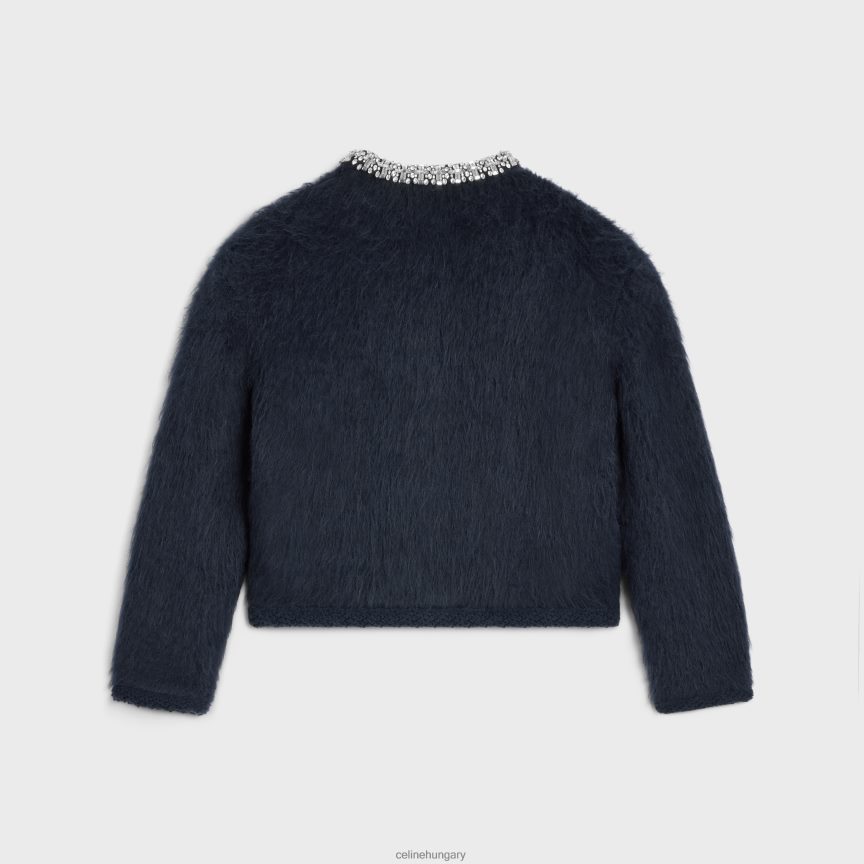 ruházat CELINE szálcsiszolt moherből hímzett kardigán kék nők J6P488617