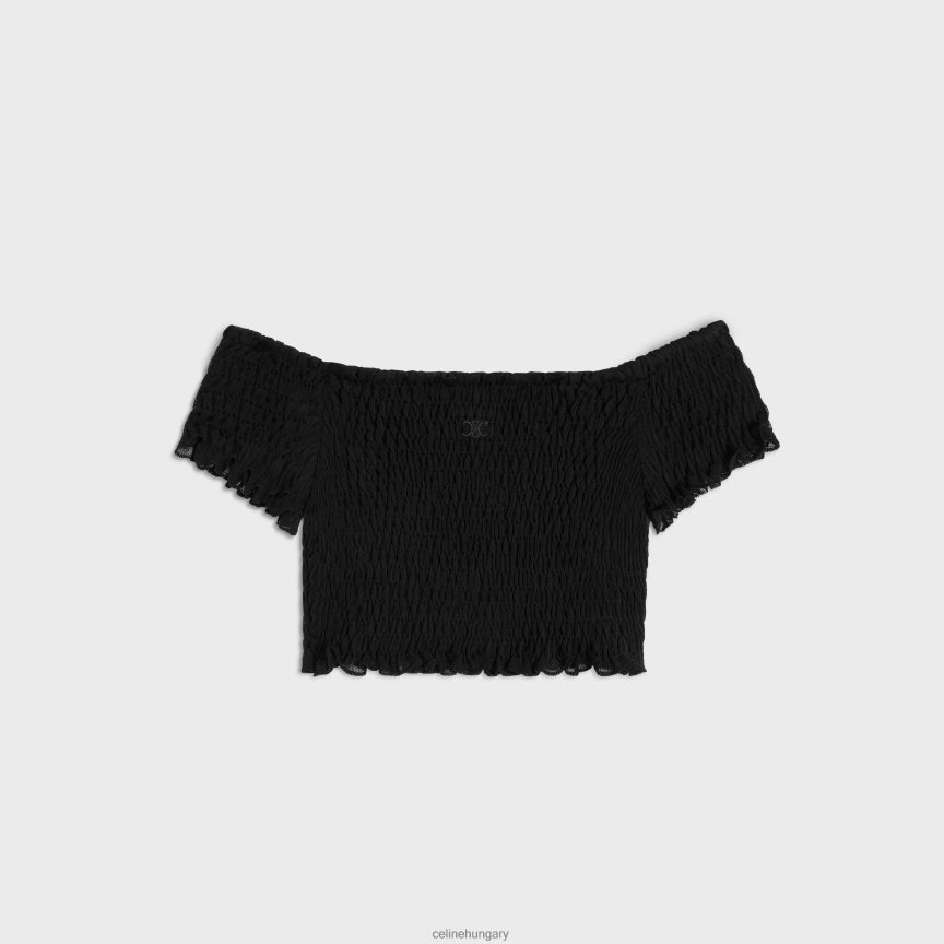 ruházat CELINE triomphe crop top hálós selyemből fekete nők J6P488640