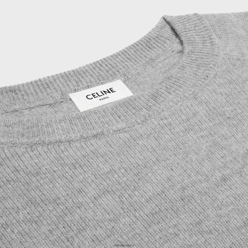 ruházat CELINE triomphe legénységi nyakú pulóver gyapjúból és kasmírból világos szürke nők J6P488605