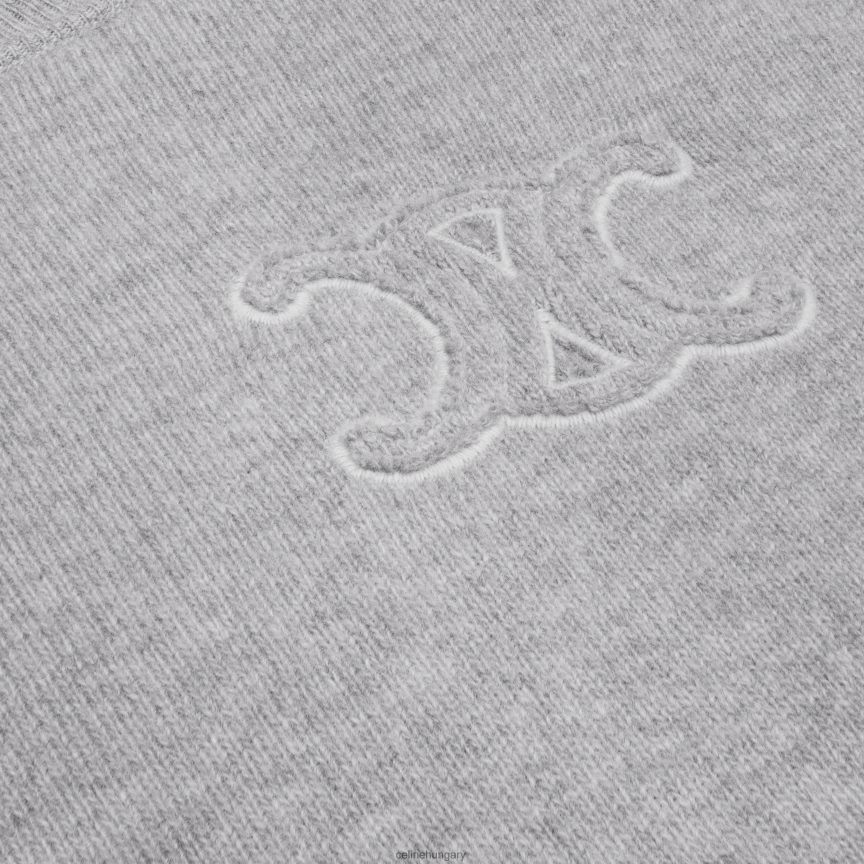 ruházat CELINE triomphe legénységi nyakú pulóver gyapjúból és kasmírból világos szürke nők J6P488605