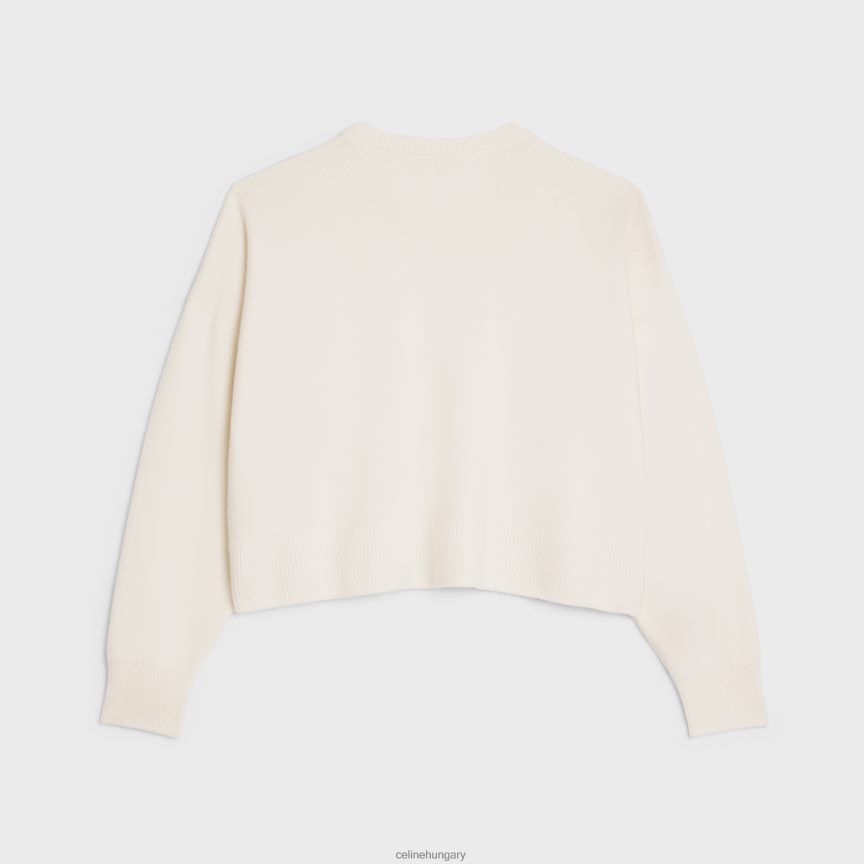 ruházat CELINE triomphe vágott pulóver örökség kasmírból törtfehér nők J6P488754