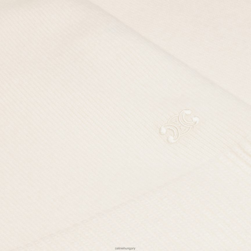 ruházat CELINE triomphe vágott pulóver örökség kasmírból törtfehér nők J6P488754
