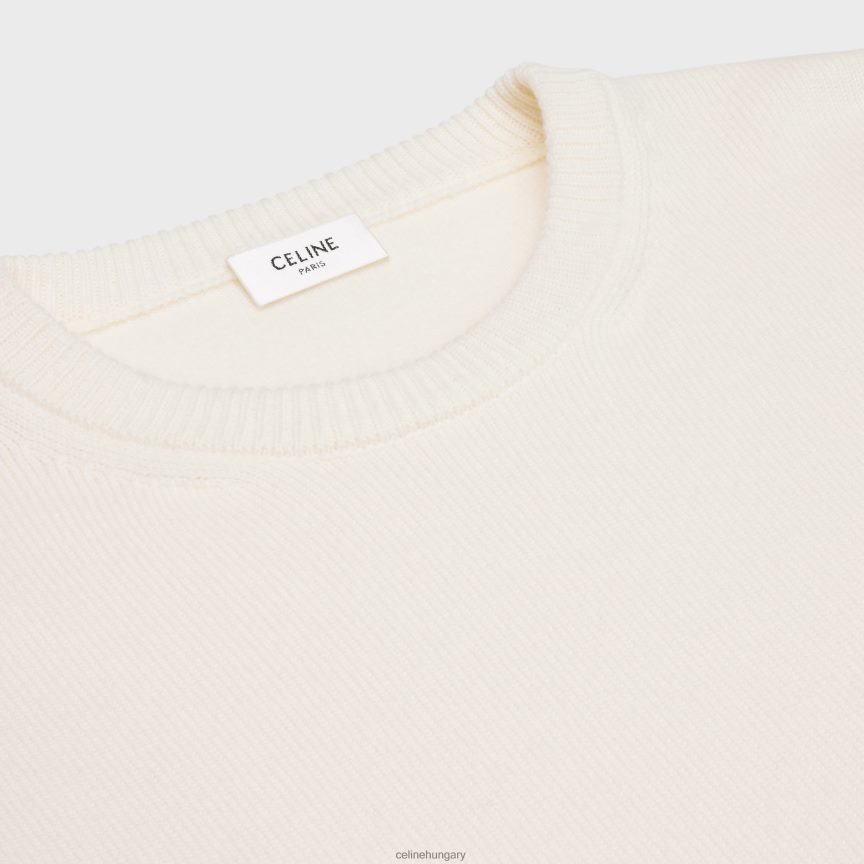 ruházat CELINE triomphe vágott pulóver örökség kasmírból törtfehér nők J6P488754