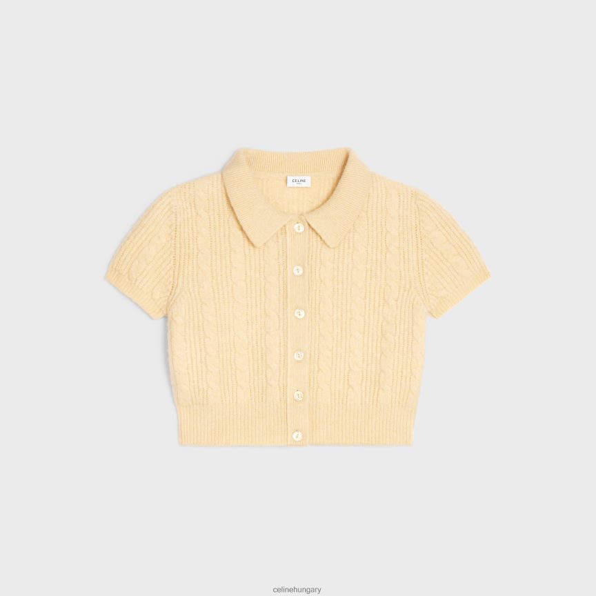 ruházat CELINE vágott kardigán szálcsiszolt kasmírból halványsárga nők J6P488771