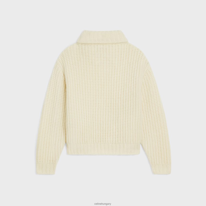 ruházat CELINE vareuse bordás gyapjúból és kasmírból törtfehér nők J6P488751