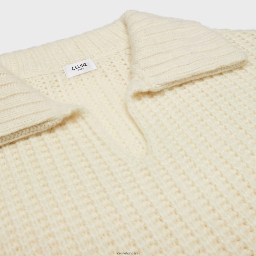 ruházat CELINE vareuse bordás gyapjúból és kasmírból törtfehér nők J6P488751