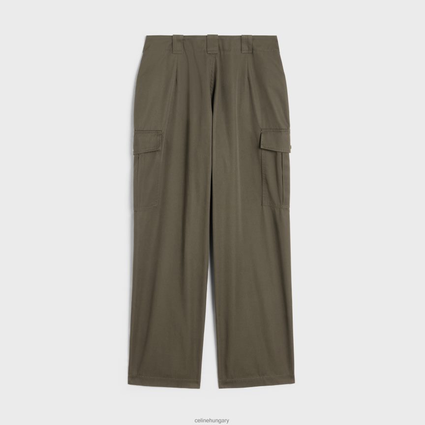 ruházat CELINE cargo nadrág műszaki pamutból sár nők J6P488879