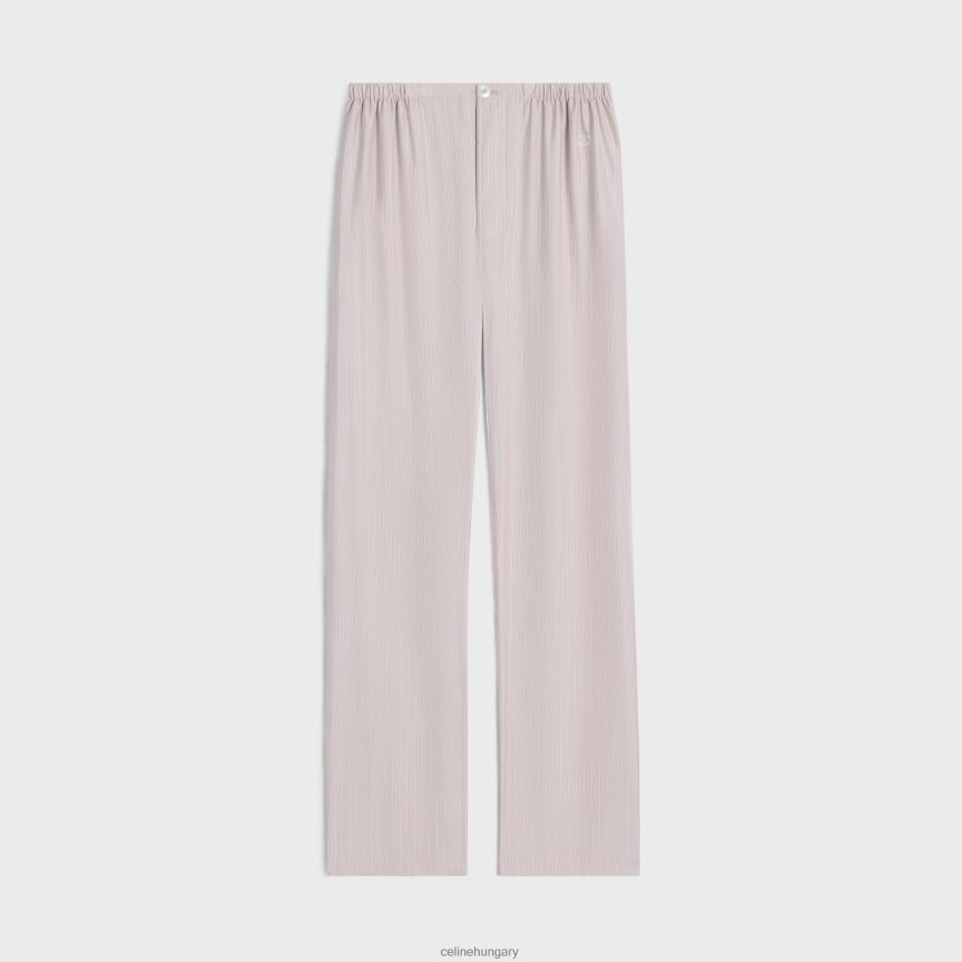 ruházat CELINE pizsamanadrág csíkos selyemből rose clair/craie nők J6P488682