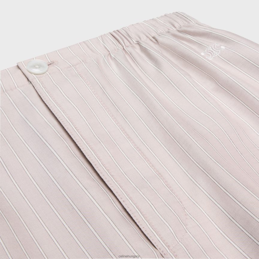 ruházat CELINE pizsamanadrág csíkos selyemből rose clair/craie nők J6P488682