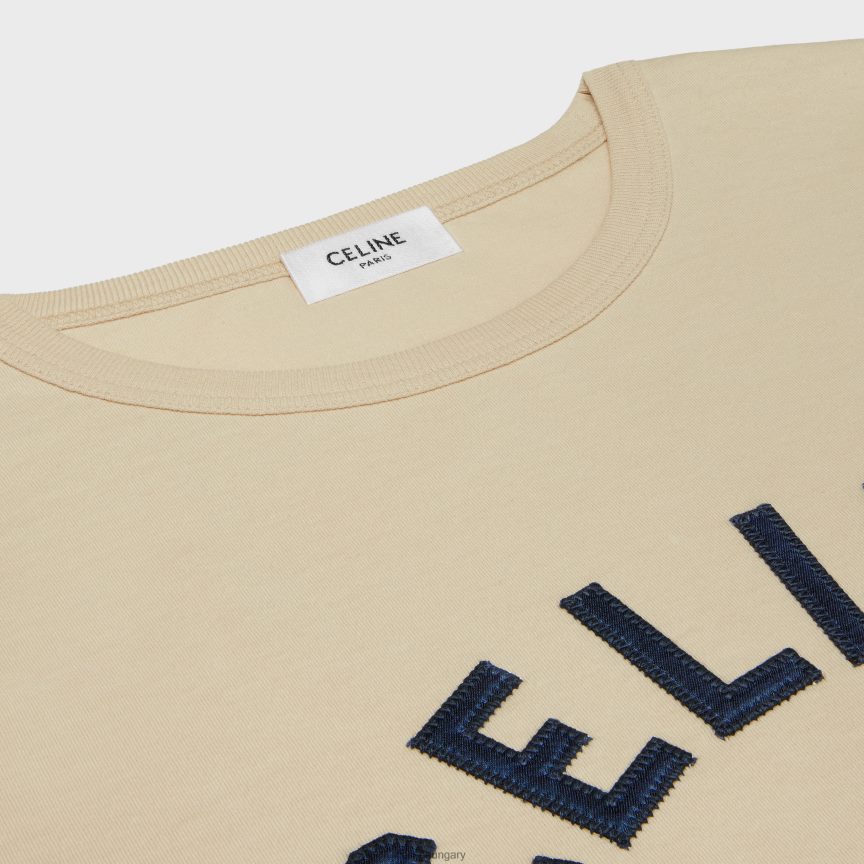 ruházat CELINE párizsi 70-es évekbeli pamutdzsörzé póló champagne fonce/navy nők J6P488676