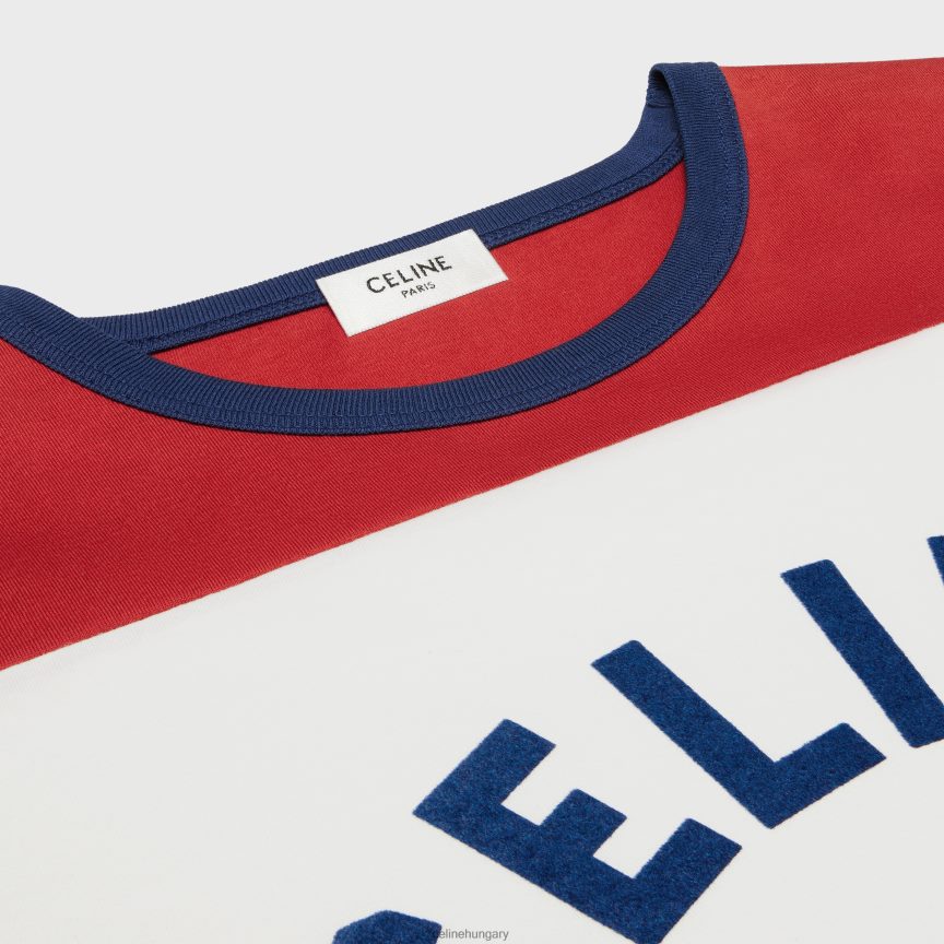 ruházat CELINE párizsi 70-es évekbeli pamutdzsörzé póló törtfehér/bleu berlin/mély nők J6P488774