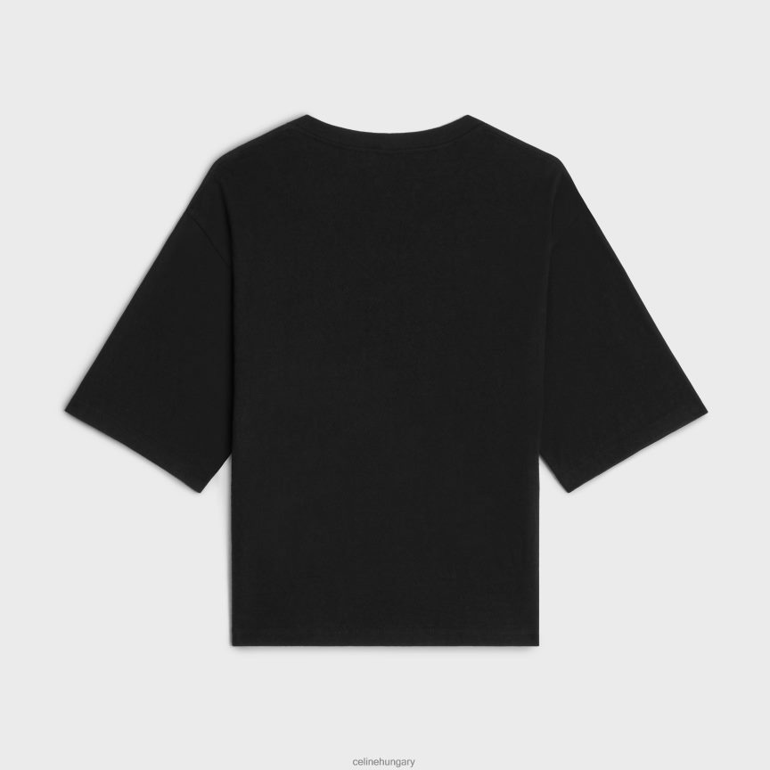 ruházat CELINE párizsi bő pamutdzsörzé póló fekete-fehér nők J6P488599