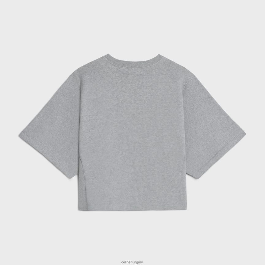 ruházat CELINE párizsi bő pulóver pamut polárból szürke/fekete/törtfehér nők J6P488672